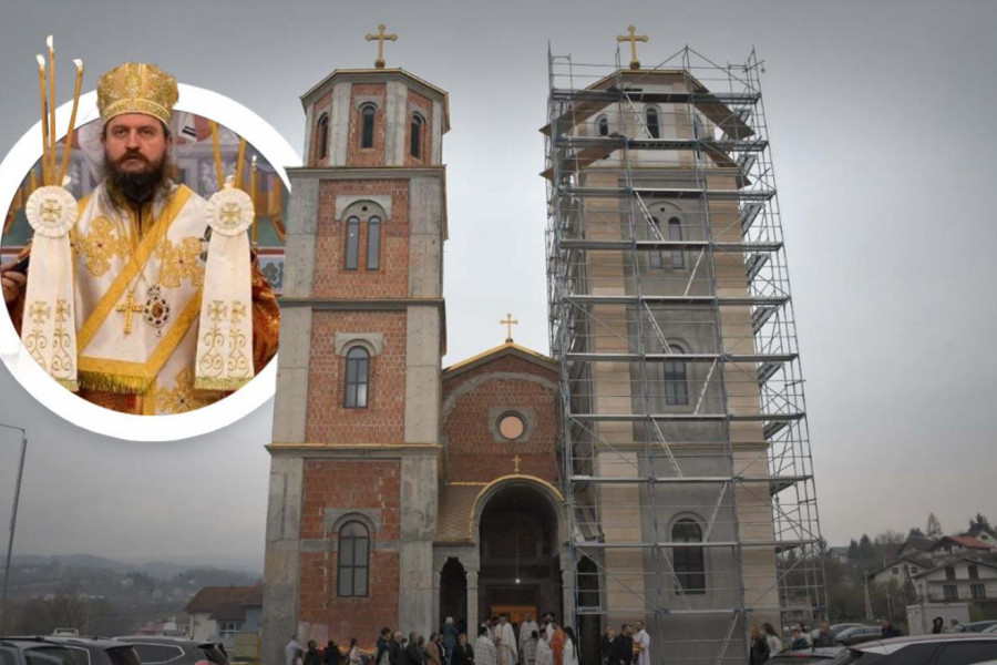 VELIČANSTVENO SABRANJE U HRAMU KOJI SE JOŠ GRADI: Vladika Sergije služio prazničnu liturgiju u Crkvi Svetog Dimitrija u Šipovu