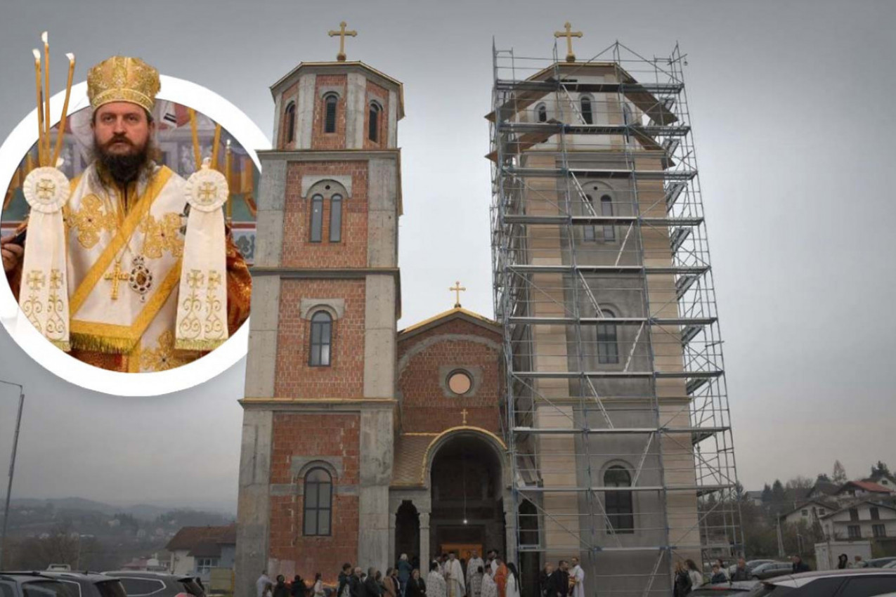 VELIČANSTVENO SABRANJE U HRAMU KOJI SE JOŠ GRADI: Vladika Sergije služio prazničnu liturgiju u Crkvi Svetog Dimitrija u Šipovu