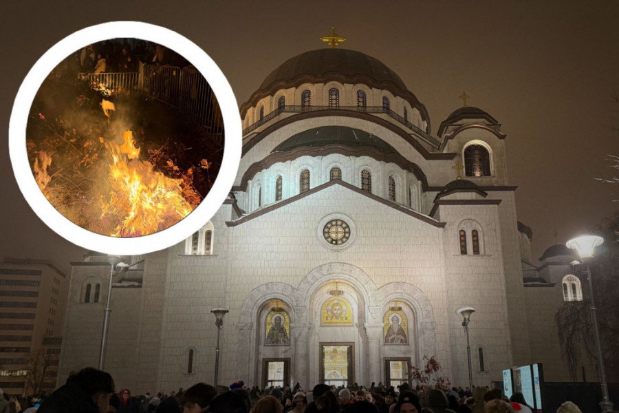 VERNICI U VELIKOM BROJU PRISTIŽU ISPRED HRAMA SVETOG SAVE: Badnjak zapaljen, sve spremno za ponoćnu liturgiju (VIDEO)