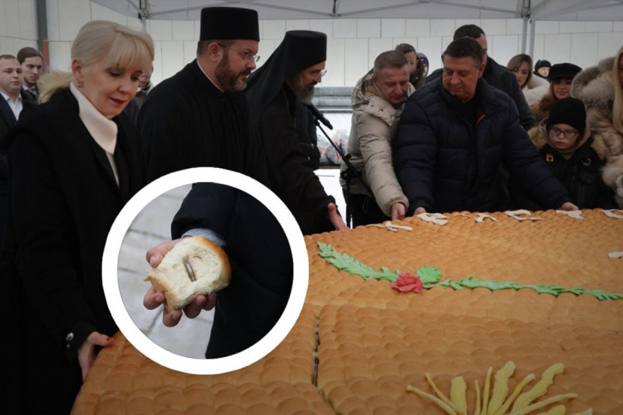 TRADICIJA KOJA OKUPLJA GENERACIJE: 35. put ispred Hrama Svetog Save lomljena česnica teška 200 kilograma u kojoj su bila 33 dukata (FOTO, VIDEO)