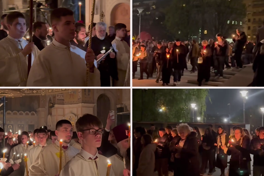 BLAGODATNI OGANJ IZ SVETE ZEMLJE DONET U SRBIJU: Hiljade vernika dočekale najveće čudo pravoslavlja ispred Hrama Svetog Save