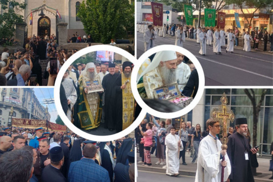 ISTORIJSKA SPASOVDANSKA LITIJA U BEOGRADU: Pojas Presvete Bogorodice pronet kroz desetine hiljada vernika koji su je dočekali uz suze i molitvu (FOTO, VIDEO)