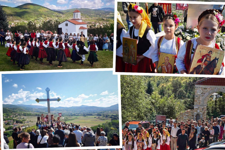 U DREVNOJ SVETINJI OSVEĆEN KRST VISOK DEVET METARA: Veliko crkveno-narodno sabranje na levoj obali Ibra (FOTO)